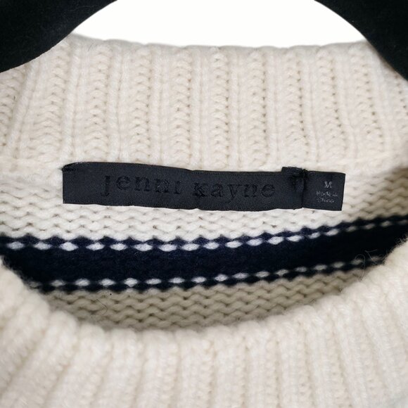 Jenni Kayne Grace Cashmere‎ Navy Stripe Crewneck Sweater Size M - Picture 4 of 10